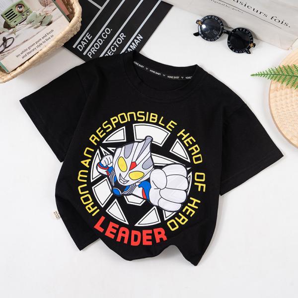 Summer Breathable Cotton Kids Dija Ultraman Short Sleeves
