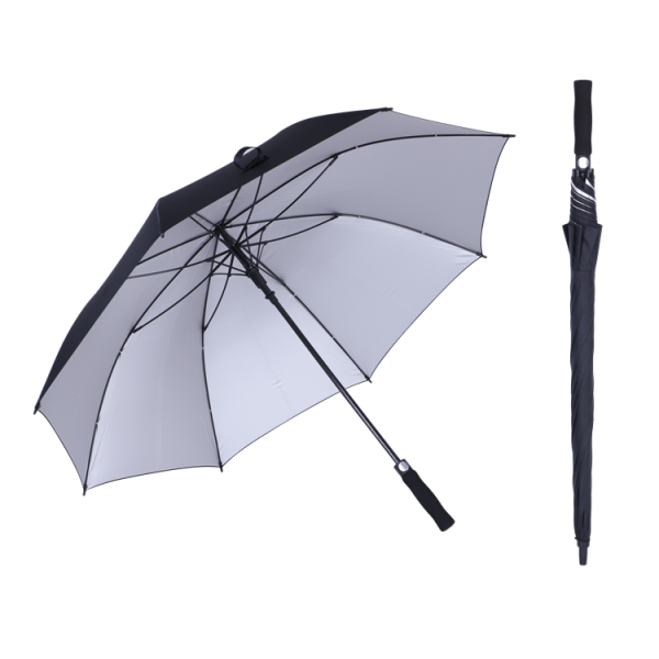 Straight Pattern Golf Size Rain Umbrella with EVA Soft Handle and Silver Coating