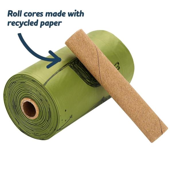 Sturdy Biodegradable Dog Poop Bags Leak Proof With Recyclable Paper Roll Cores