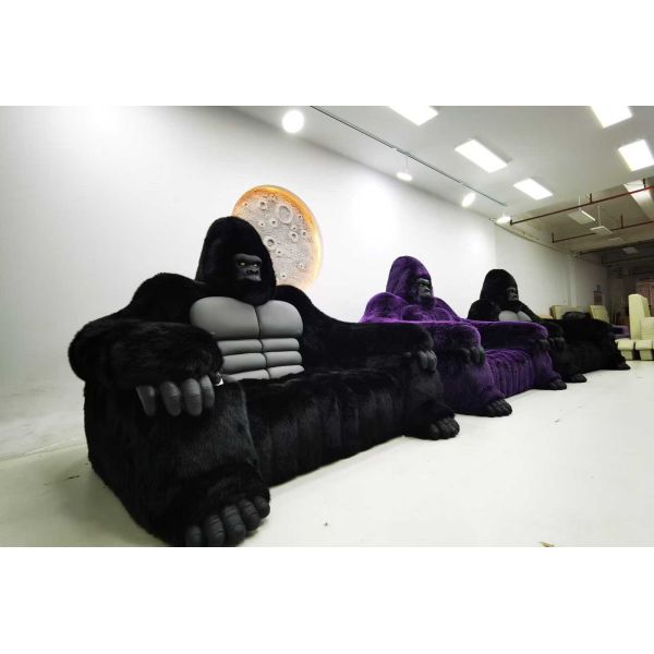 Plush Gorilla Sofa Steel Frame Genuine Leather Convertible Chesterfield Modern Design Creative Art Chair Comfortable