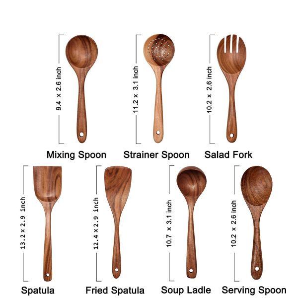 Customized Logo Teak Kitchen Wooden Utensils Six-Piece Jujube Spatula