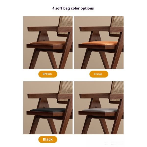 Eco-friendly Solid Wood PU Rattan Weaving Backrest Armchair Premium Comfort for Apartment Hotel Dining Rooms-Modern Design