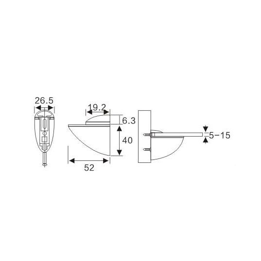 Adjustable Glass Holder YS-018M, Zinc Alloy,  for glass 5-15mm