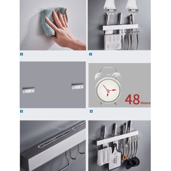 304 Stainless Steel Knife Holder , Wall Mount Knife Block With Silver Mirror Polishing