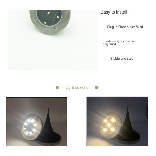 Solar Lawn Lamp Outdoor Yard Buried Decoration Night Lights with High Luminous Flux