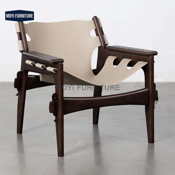 Hotel Modern Chair with Arms Leather Upholstered Wooden Frame Single Accent Chair Luxury Lounge Seating Living Room