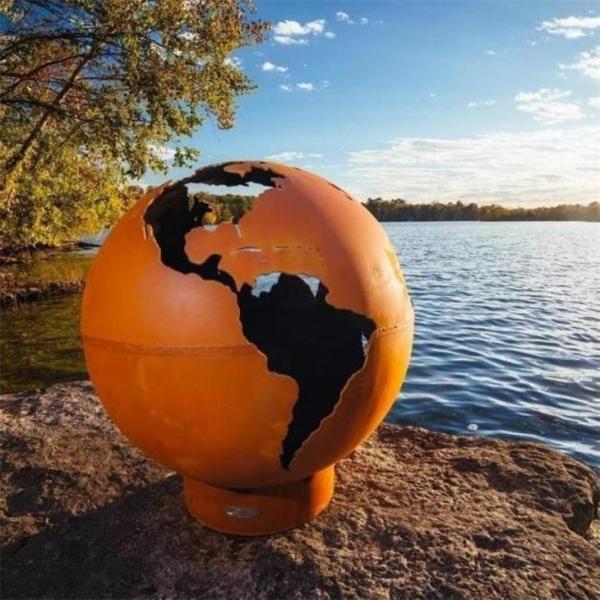 Do globo de aço do fogo de Corten da terra de 36 polegadas poço ardente de madeira do fogo da esfera do metal