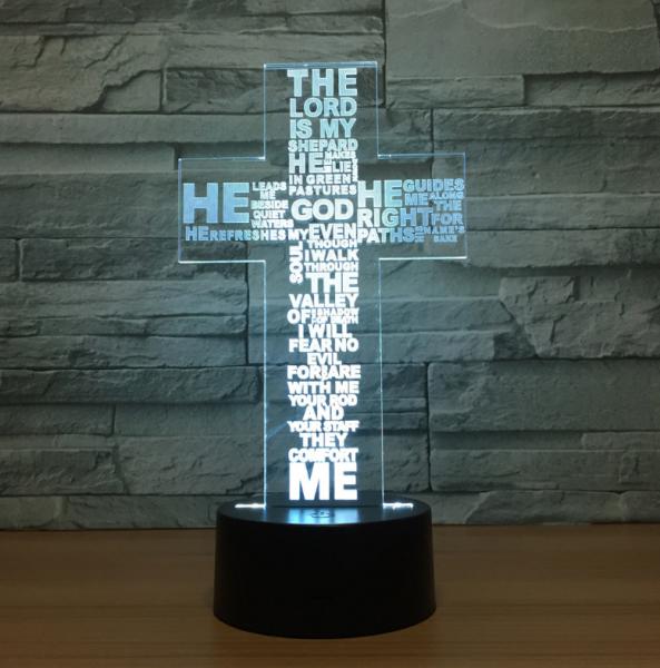 Crucifix 7 Colors Change 3D LED Night Light with Remote Control Idea For Christmas Gifts And Party Decoration