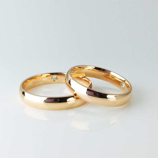 Built In Diamond 18K Men19 Women13 Rose Gold Couple Rings