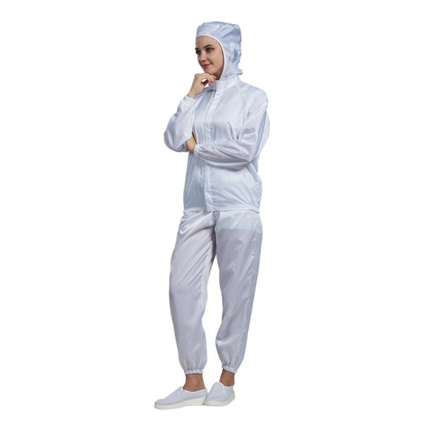 Industrial Washable Cleanroom Suit with Hood CE Certified ESD Protective Clothing for Pharma Manufacturing Safety