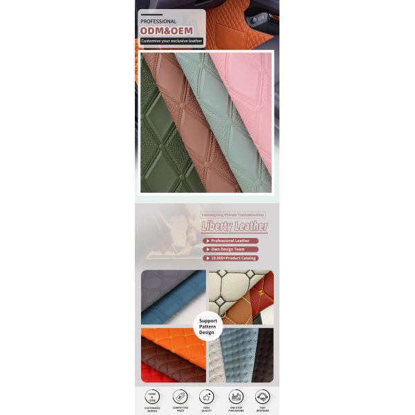 PVC Rhombus Embossed Style Artificial Synthetic Leather for Car Foot Car Seats Sofa Decorate Bag Faux Leather Fabric