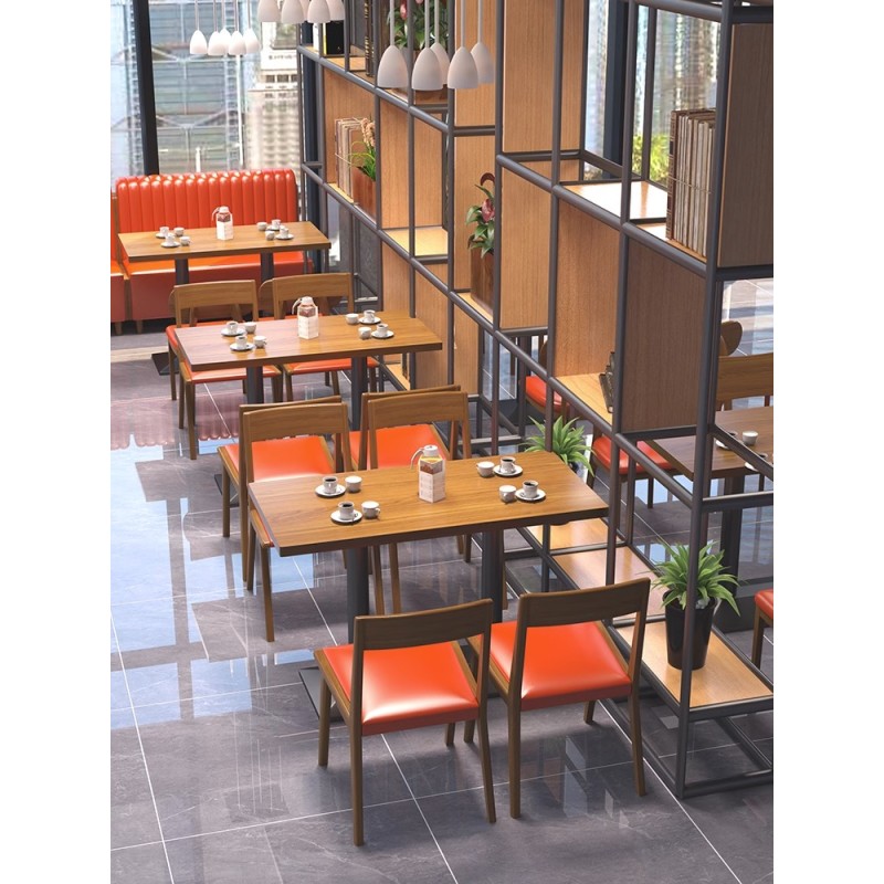 Custom Coffee Shop Dining Table and Sofa Set Restaurant Leather Wood Booth Seating and Chair Furniture