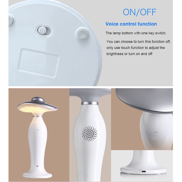 Voice Control Mushroom Tabletop LED Night Lamp Brightness Adjusted For Kids
