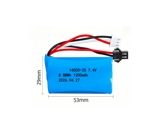 7.4V 1200mAh 14500 2S Lithium Ion Battery Pack With BMS For RC Toys Portable Devices