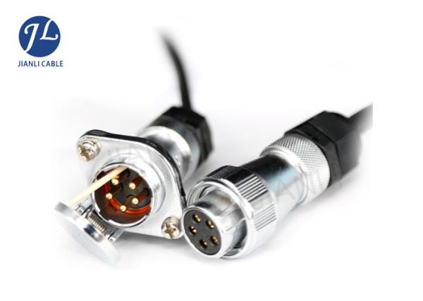 Retractable Fire Truck Coiled Wire Cable With 5 Pin Locking Connectors Customized