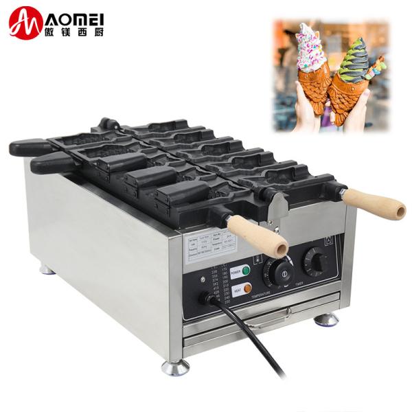 220v eléctrico 5 pcs boca abierta de forma de pescado Waffle Maker Taiyaki máquina 375 * 700 * 290