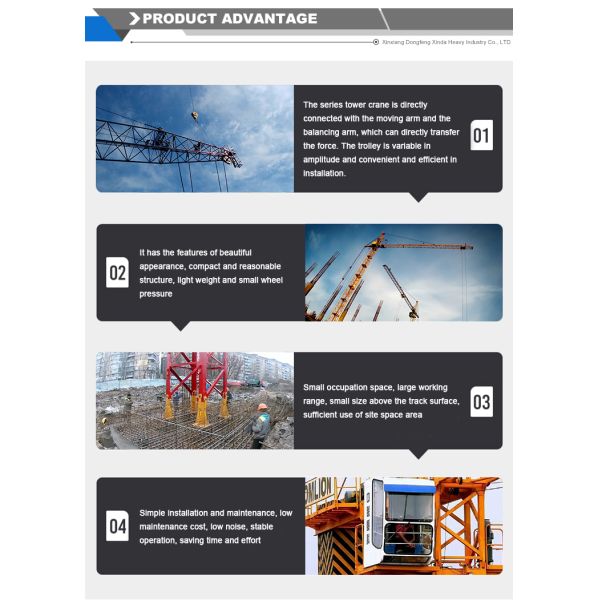 Construction Tower Crane With 8 Ton Capacity Max. 205.55m Working Height