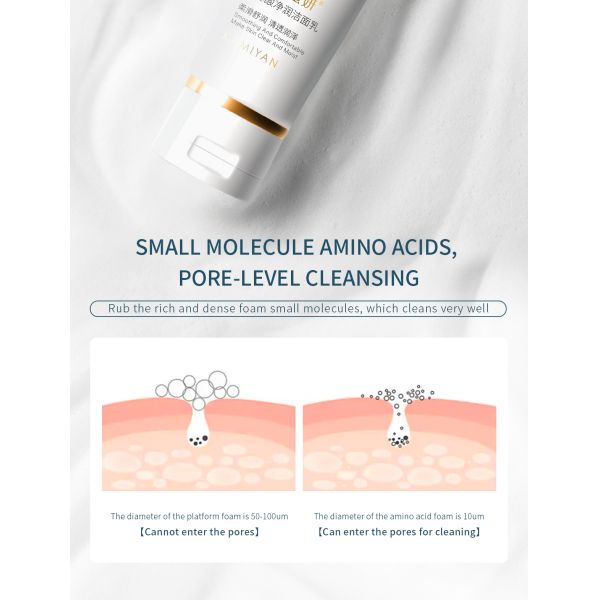 Private Label Cosmetics Organic Amino Acid Face Cleanser Oil Control Skin Care Smoothing Face Wash Amino Acid Facial Cleanser