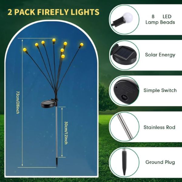 8 светодиодные наружные солнечные световые флейты крыльцо дорожка солнечная свеча 2700K