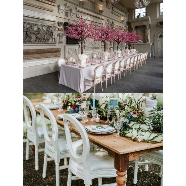 ODM modern Metal Leather Louis White Upholstered Dining Chairs For Wedding