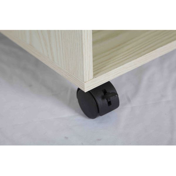 Children Home Office Wooden Book Rack White Oak Particle Board With Wheels