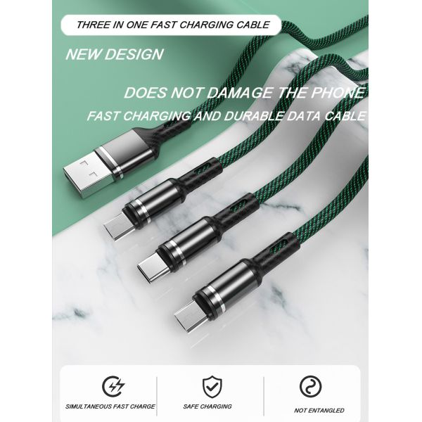 Заплетенный хлопком тип зарядного кабеля зарядные кабели USB 2,0 c 3.5A быстрые