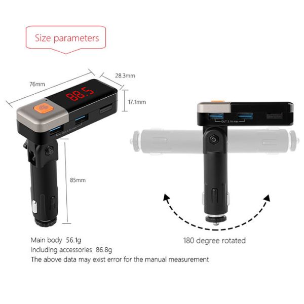 3 In 1 Bluetooth Hands Free Speaker Play Music Car Charger Support FM Radio