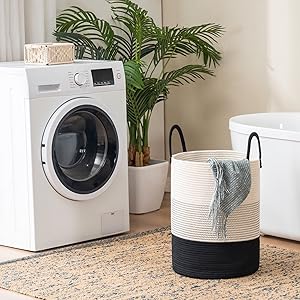 Woven Rope Laundry Hamper Basket, Tall Luandry Basket, Baby Nursery Hamper For Blanket Storage, Clothes Hamper For Laundry In Bedroom-Large-(CUSTOMIZED COLOR, 58L, 72L)