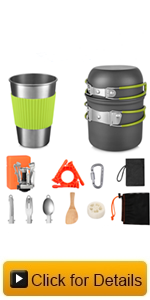 Stainless Steel Camping Outdoor Cookware Mess Kit Set, Folding Cookset Camping Teapot and Pans Set Equipment