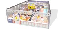 157 cuadrados Adorable patio de recreo interior con mini carrusel para niños