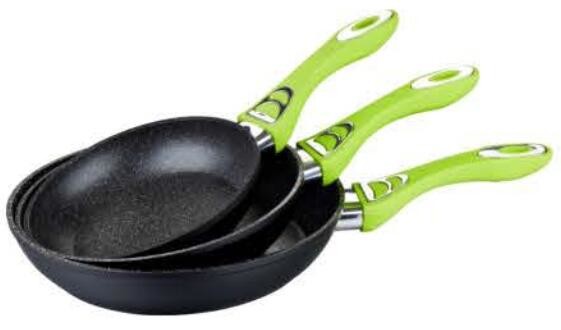 Promotion Durable Non-stick Ceramic Aluminum Kitchen Pots and Pans Set, 8, 9.5, 11 inch Black Color Fry Pan Set