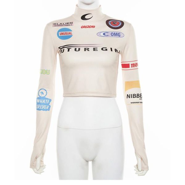 Шеи черепахи женщин одежды OEM верхняя часть урожая печати рукава половинной длинная