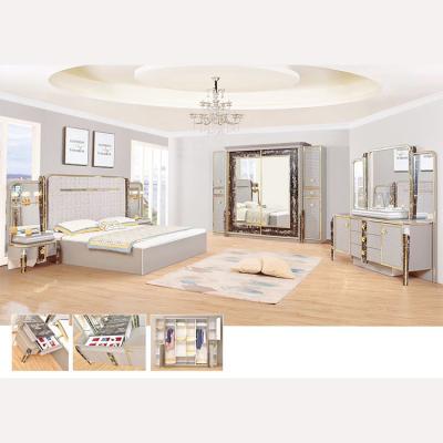 Leather Mirrored Classic European Bedroom Furniture Set Optional