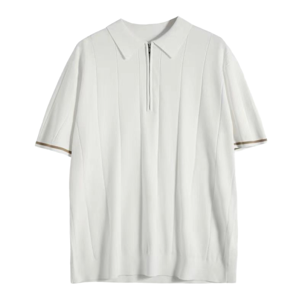 New Stylish Fashion Short Sleeve Casual Zipper Woven Polo Shirt Plain Soft Breathable Business Polo Custom Shirt
