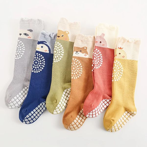 Cute Cartoon Pattern Custom Knee High Socks Cotton Non Slip Baby Stockings