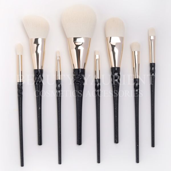 Plastic Handle Soft 8 Piece Makeup Brush Set Aluminium Ferrule Cosmetic Brush Sets