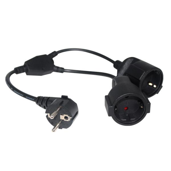 CEE 7/7 EU AC Power Cord 3-Pin Splitter Cable 6Ft Black