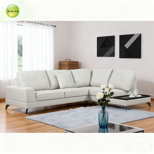 White Upholstered Modular L Shaped Sectional Sofa Oversized Left Facing 60 Inch