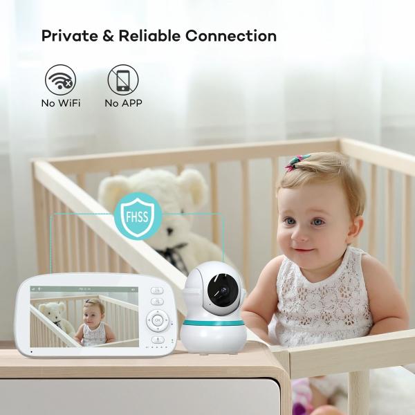 Wireless Transmission Baby Camera Monitor With Pan/Tilt/Zoom And Up To 8 Hours Battery Life Expandable To 4 Cameras