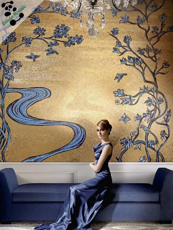 MB SMM123 Chinese Beautiful Glass Mosaic Handmade Flower Wall Mural Tile Peony Pattern Mosaic Tile Picture
