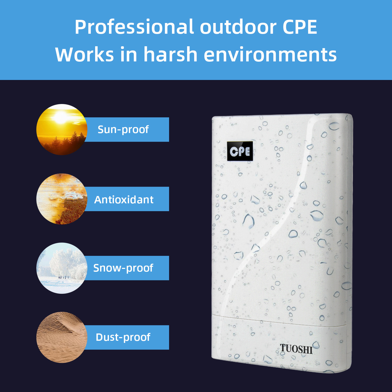 На открытом воздухе маршрутизатор CPE CAT4 4G LTE с переходником POE