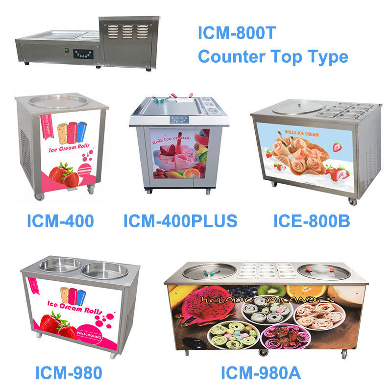 Thai Fried Flat Roll Ice Cream Machine With 4 Pcs Stainless Steel Quick Frozen Ice Cream Roll Machine