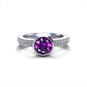 Amethyst Filigree Ring Slightly Stones With 4K White Gold, Amethyst .20cttw