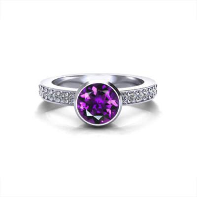 Anillo afiligranado de la amatista    Levemente piedras con 4K el oro blanco, amatista .20cttw