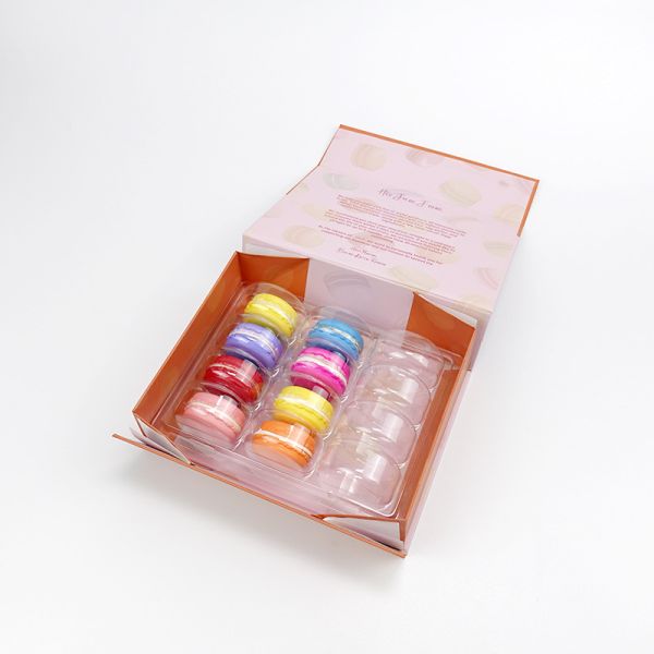 Коробки изготовленного на заказ шоколада Macaron складного упаковывая с подносом волдыря