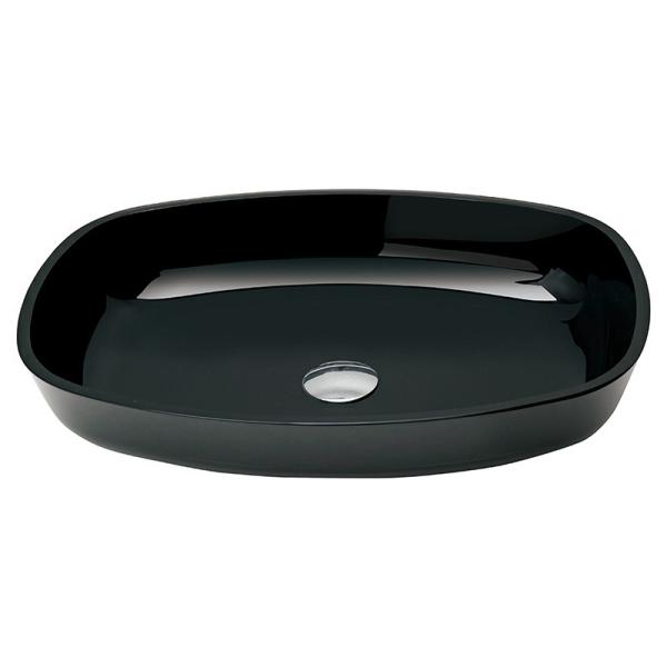 High Glossy Black Tempered Bathroom Wash Basins Smooth Interior And Exterior