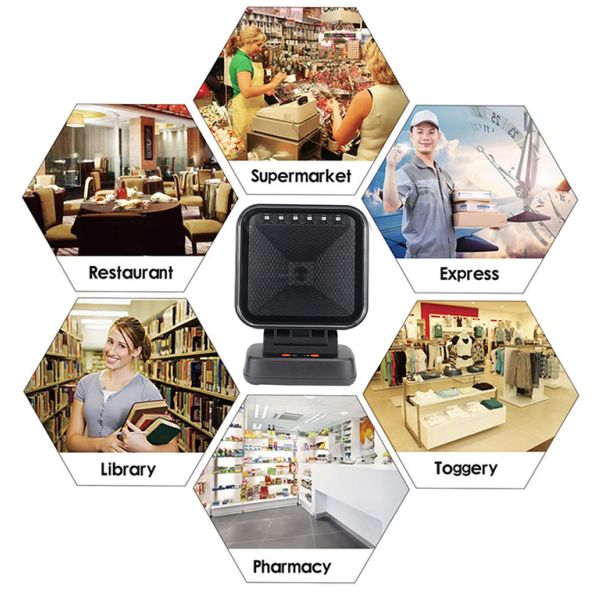 2D Omnidirectional Barcode Scanner QR Code Desktop Barcode Reader for Supermarket Auto Sense Data Matrix PDF417 1D 2D Scanners