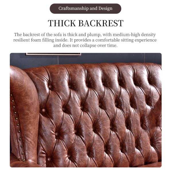 Nidea #8939 Customized Retro Traditional Living Room Genuine Leather Chesterfield Corner Sofa Set with Sponge Filling for Hotel & Villa Use