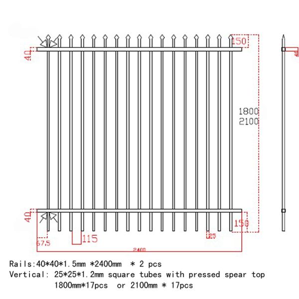 Industrial Steel Security Crimped Spear Fencing Panels