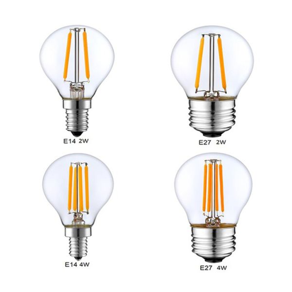 Clear Golf Ball Edison Filament Bulbs 4w 400lm G45 E27 Led Filament Mini Globe Bulb